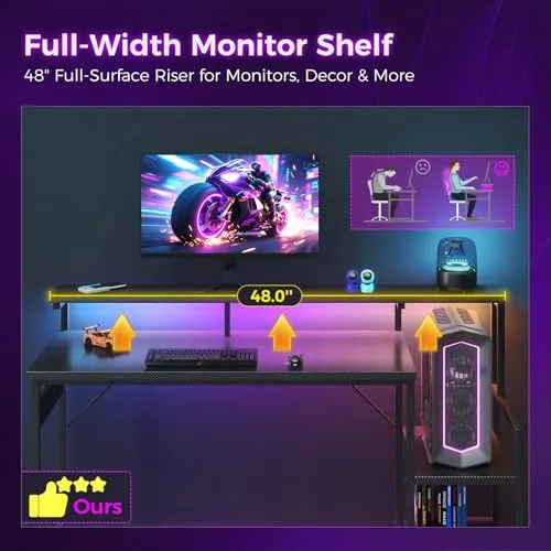 Full-Width Monitor Shelf — AODK 48 inch gaming desk